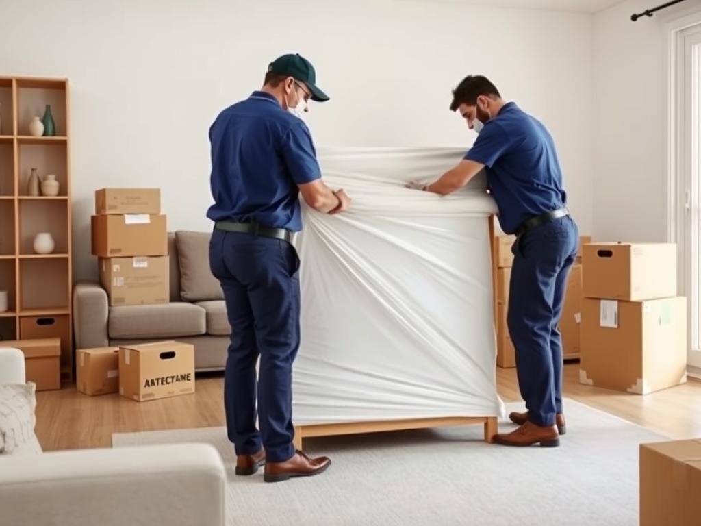 Professionelles Team eines Umzugunternehmen Wädenswil beim Verpacken von Möbeln